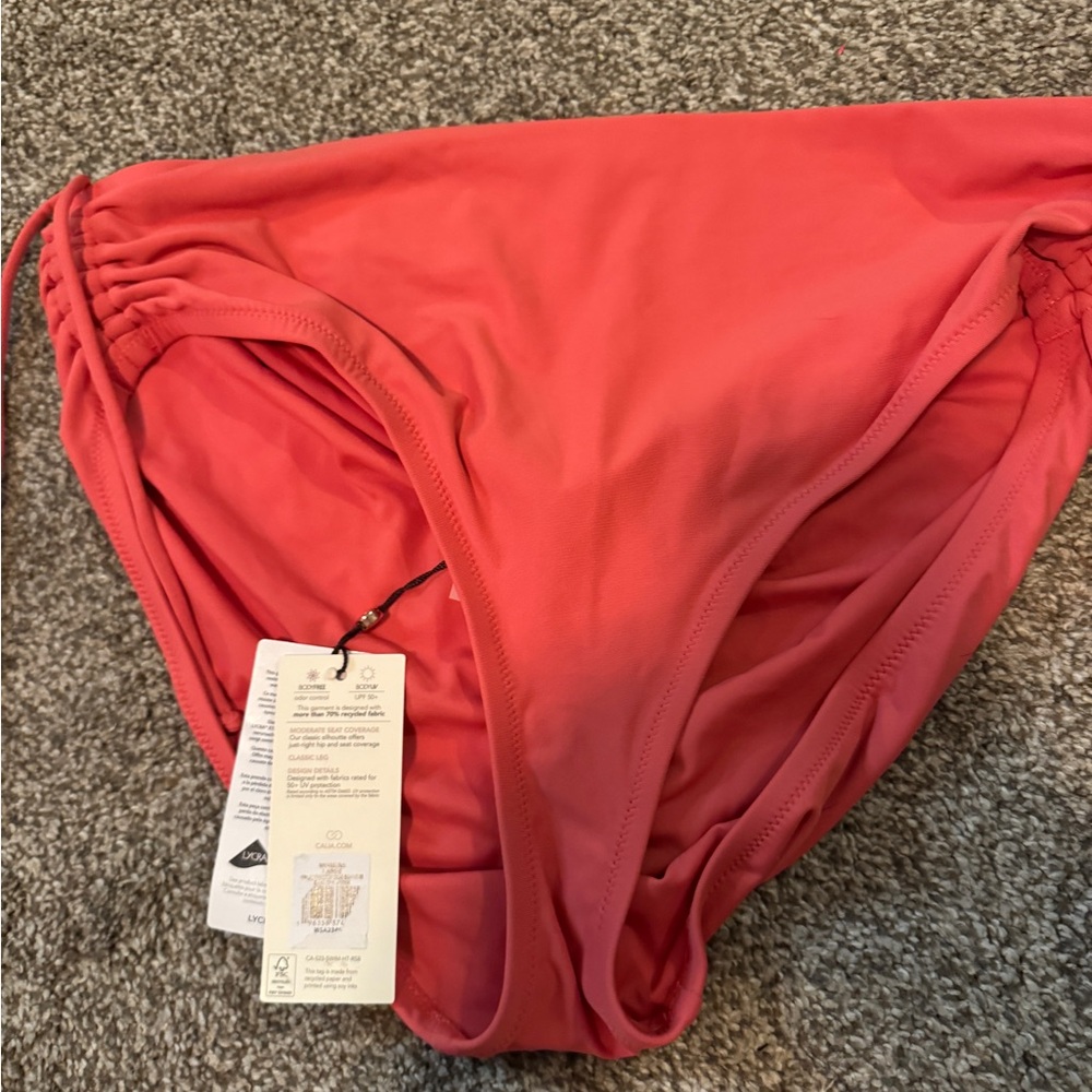 Calia guava pink Swim Collection Ruched Tie Side bottoms size L